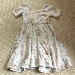 Cream Fit and Flare Casual Dress with Scoop Neck